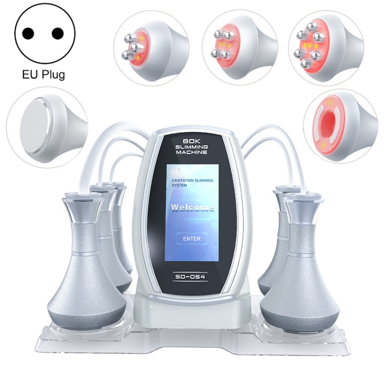 At-home slimming machine with silver-toned trim screen, EU plug, dual handle heads