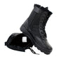 Black high-top padded boot with side zipper panel, lace-up, and visible inner lining