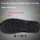 Black non-slip rubber sole with deep tread pattern on a high-top sports boot.
