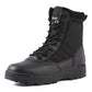 Black lace-up high-top sports boot with cushioned padding and rubber tread sole