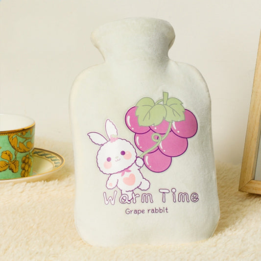 Cartoon Velvet Cover Thickened Explosion-Proof PVC Water-Filled Hot Water Bag, 500ML Milky White, 1000ML Milky White, 2000ML Milky White, 500ML Light Green, 1000ML Light Green, 2000ML Light Green, 500ML Yellow, 1000ML Yellow, 2000ML Yellow