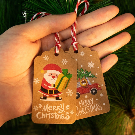 2 Packs 50pcs/set  Christmas Kraft Paper Tags Gift Wrapping Paper Labels, Series 1, Series 2, Series 3, Series 4, Series 5, Series 6, Series 7, Series 8, Series 9, Series 10, Series 11, Series 12, Series 13, Series 14