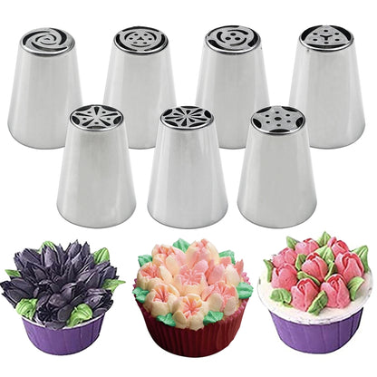 Stainless steel laminating cake nozzle set with multiple decorative tips