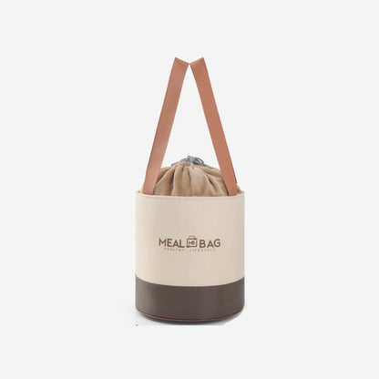 Thermal Insulated Round Lunch Bag with Drawstring & Handles Food Container Carrier, Small, Medium, Large