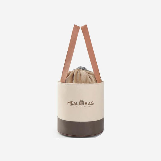 Thermal Insulated Round Lunch Bag with Drawstring & Handles Food Container Carrier, Small, Medium, Large