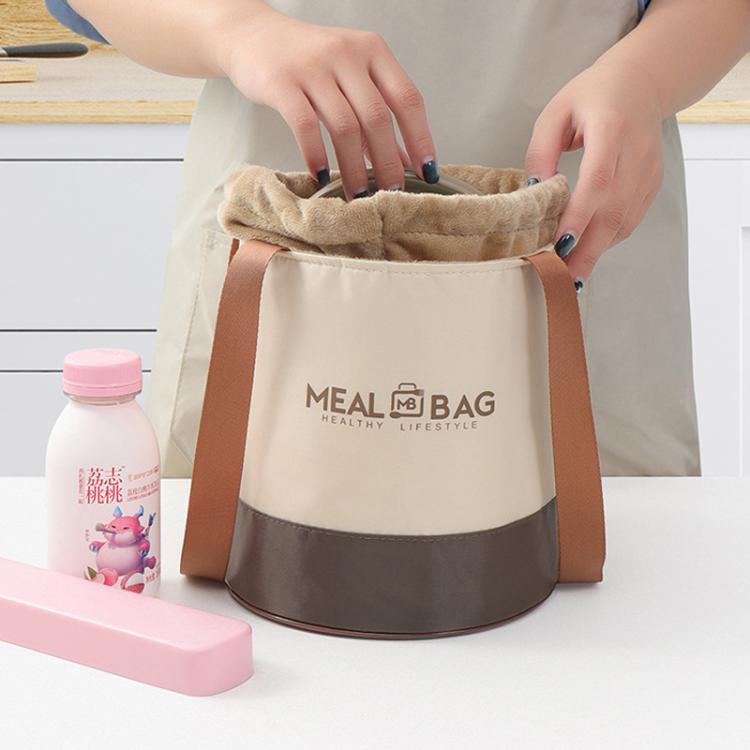 Thermal Insulated Round Lunch Bag with Drawstring & Handles Food Container Carrier, Small, Medium, Large