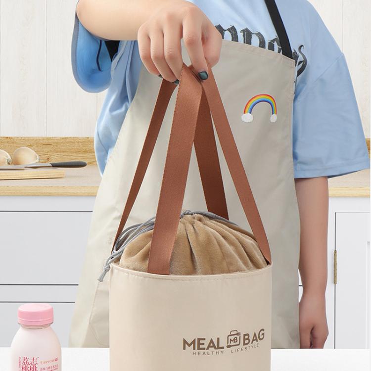 Thermal Insulated Round Lunch Bag with Drawstring & Handles Food Container Carrier, Small, Medium, Large