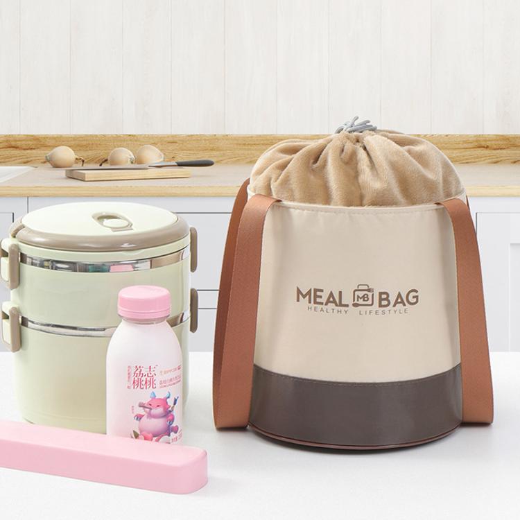 Thermal Insulated Round Lunch Bag with Drawstring & Handles Food Container Carrier, Small, Medium, Large