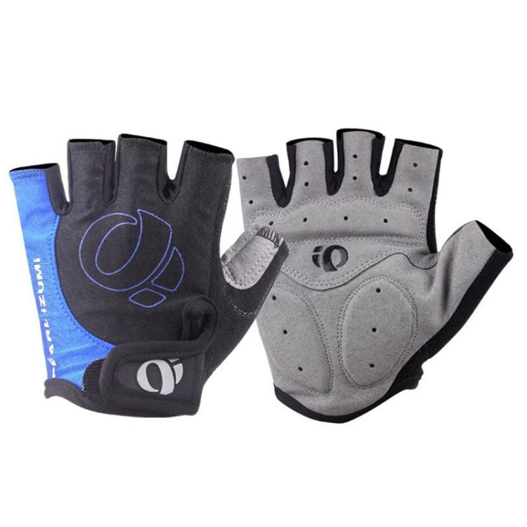 Cycling half-finger gloves set, black and light gray with blue stripe on cuff
