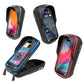 Bike handlebar touch-screen waterproof bag in red, blue, gray, and black