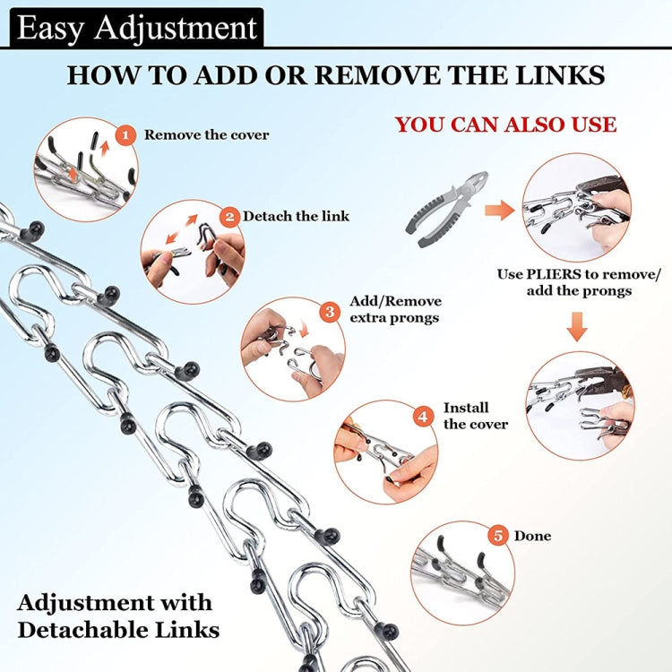 Detachable training dog collar links with adjustable chain hardware
