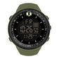 Men's electronic sports watch, green rubber strap and green digital LED display