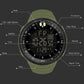 Men's electronic sports watch with green rubber strap and digital LED time display