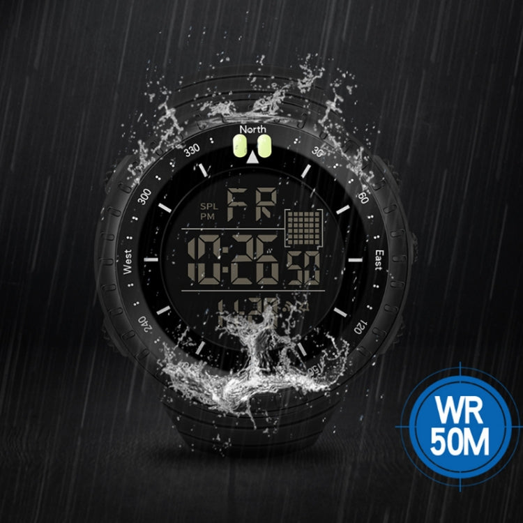 Men's electronic sports watch with waterproof design and digital LED display, WR 50M