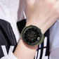 Men's electronic sports watch worn on wrist, green rubber strap and LED digital face