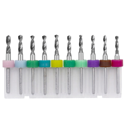 Mini tungsten steel drill bits set with clear holder and colorful plastic collars