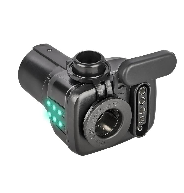 12V vehicle cigarette lighter adapter with LED indicator and multi-pin trailer tester socket