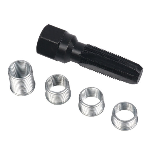 Spark plug thread repair tap tool, 14mm, with fluted cutting bit and hex drive