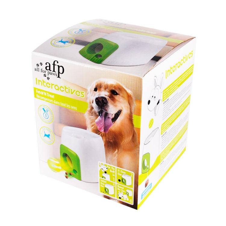 AFP Interactives dog treat machine toy box with tennis ball and dog photo