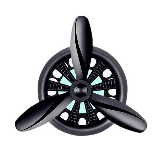 Car air outlet perfume swivel fan, black propeller style with central hub