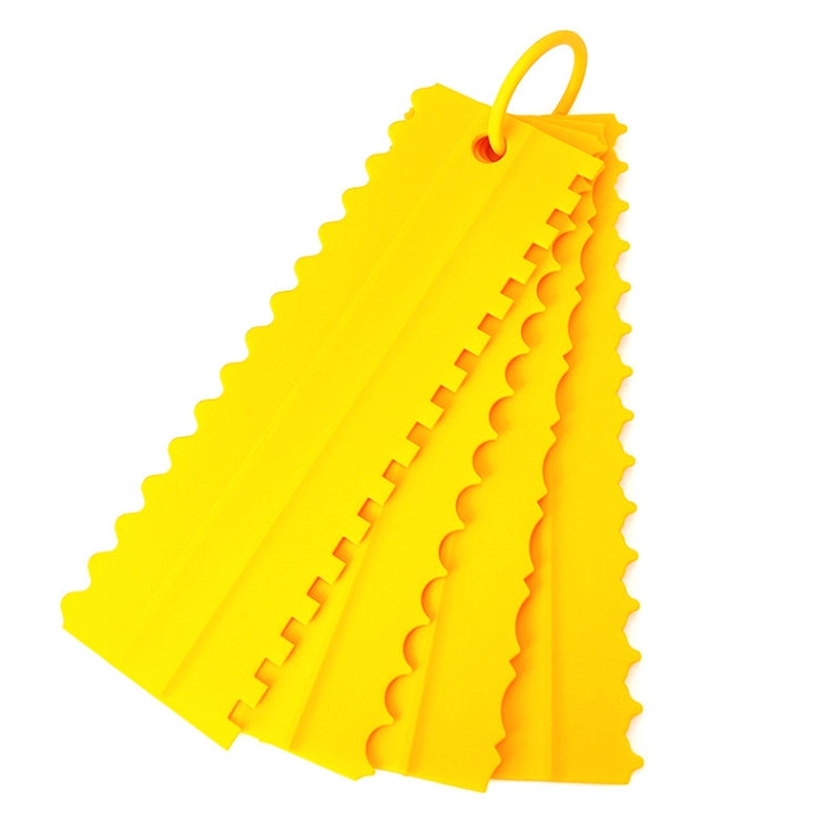 Yellow plastic double-sided sawtooth cake flattener scrapers, 4-piece set