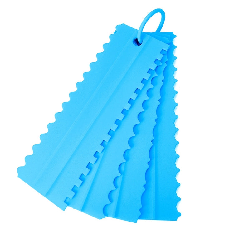 Sky blue plastic double-sided sawtooth cake flattener scrapers, 4-piece set