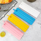 4-piece plastic cake flattener scrapers in white, yellow, sky blue, and pink