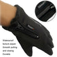 Black waterproof riding gloves with zippered front and fleece-lined cuff detail