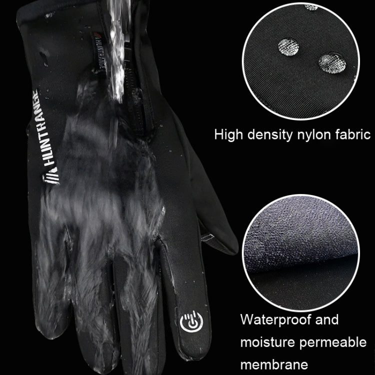 Black riding gloves with waterproof breathable membrane and high-density nylon fabric