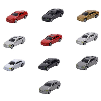 Set of small model cars in red, black, gold, and silver finishes