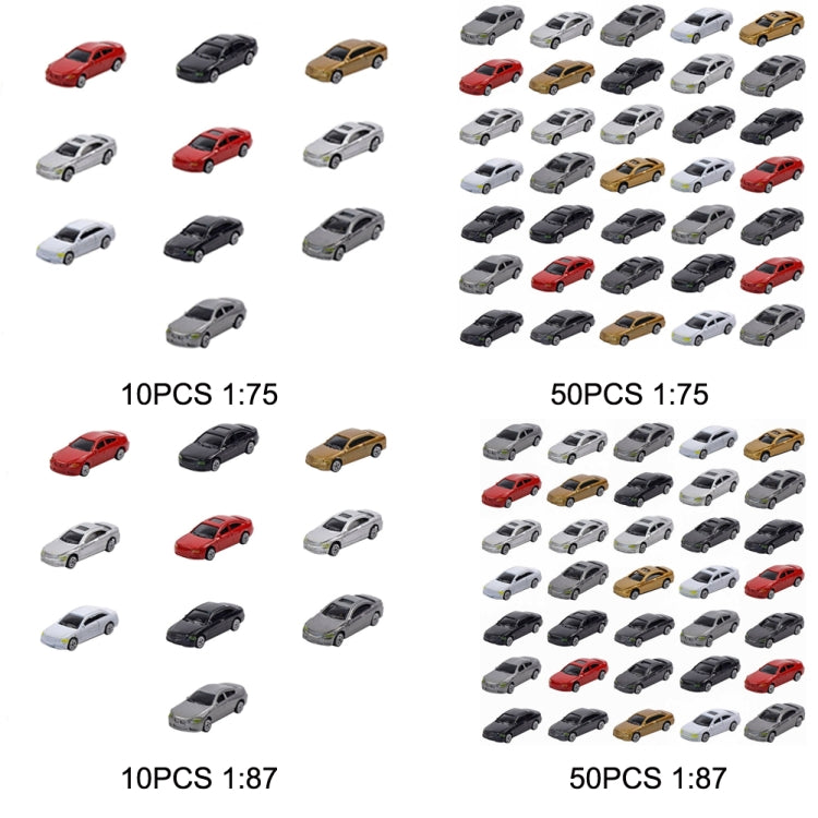 Mini model car pack with mixed colors shown in grouped quantities