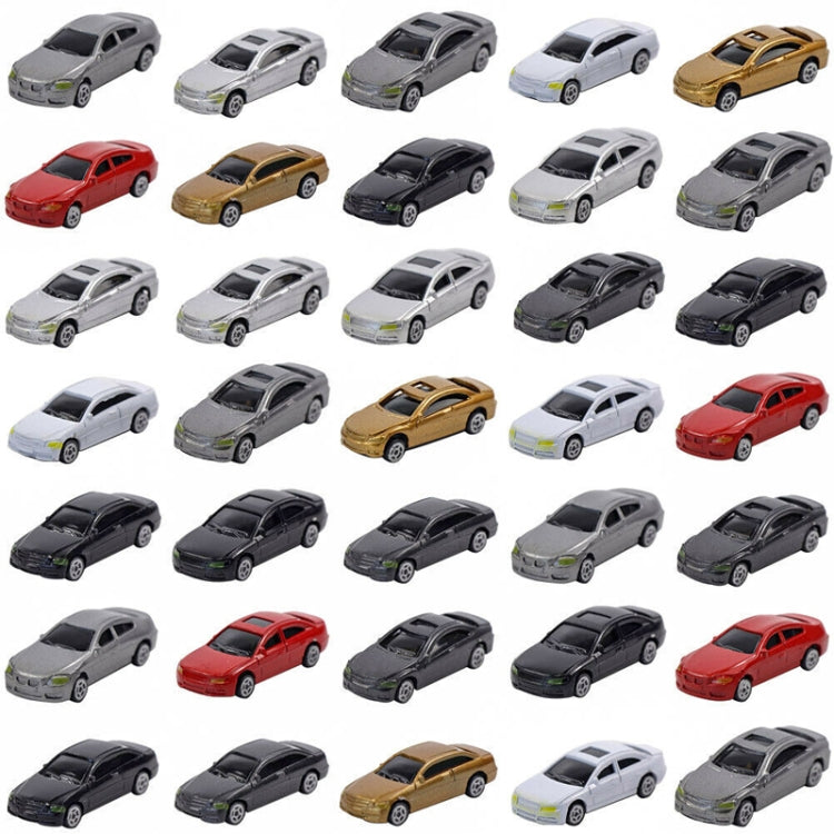 Collection of small die-cast model cars in multiple colors, assorted angles