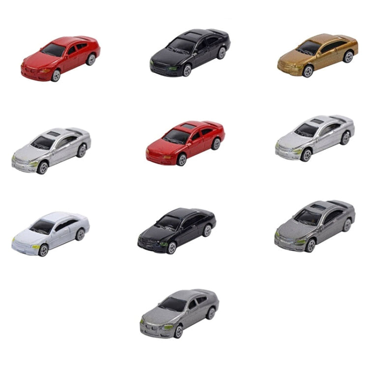 Small model cars lineup in red, black, gold, and silver, front three-quarter views