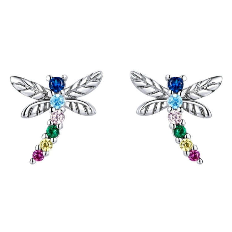 925 silver crystal insect drop earrings with blue top and multicolor bead tassels