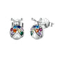 925 silver insect earrings with multicolor stones and butterflylike legs, stud backs