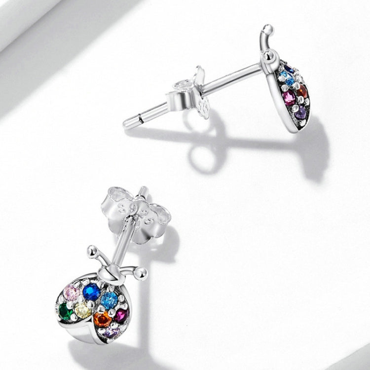 925 silver insect crystal earrings with colorful stone bodies and metal posts