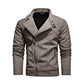 Mens Lapel Leather Motorcycle Jacket, S, M, L, XL, XXL, 3XL