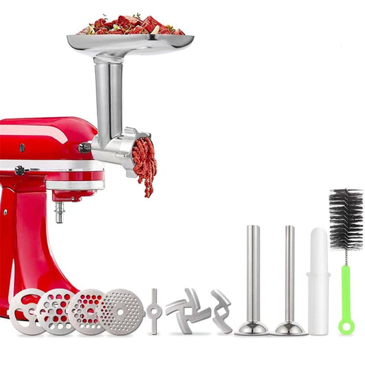 For Kitchenaid Porking Enemy Accessories Dough Maker Grinder Meat Universal Set, Grinder Meat Set (White), Grinder Meat Set (Silver Gray)