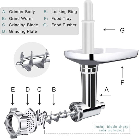 For Kitchenaid Porking Enemy Accessories Dough Maker Grinder Meat Universal Set, Grinder Meat Set (White), Grinder Meat Set (Silver Gray)