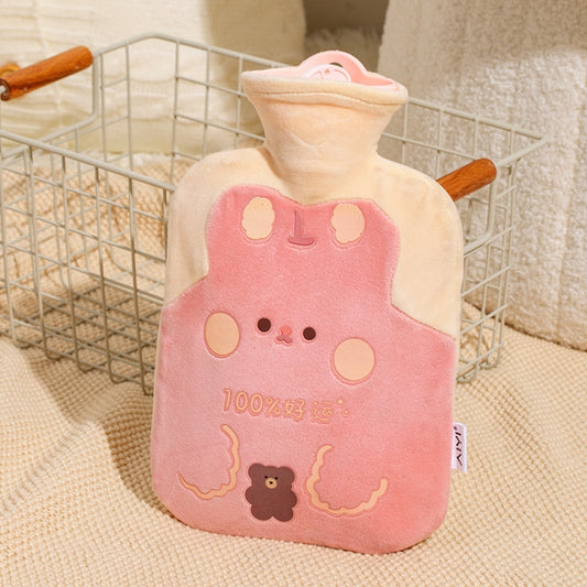 ZS103 Cartoon Plush Water-filled Hot Water Bags Explosion-proof Leak-proof Warming Water Bottle, Spec:, Pink Lucky Rabbit, Beige Lucky Rabbit, Brown Bear, Khaki Bear, Purple Duck, Pink Rabbit, Pink Duck, Deep Blue Duck, Ink Green Duck, Intervened Pink ...
