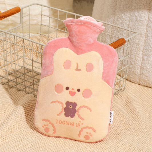ZS103 Cartoon Plush Water-filled Hot Water Bags Explosion-proof Leak-proof Warming Water Bottle, Spec:, Pink Lucky Rabbit, Beige Lucky Rabbit, Brown Bear, Khaki Bear, Purple Duck, Pink Rabbit, Pink Duck, Deep Blue Duck, Ink Green Duck, Intervened Pink ...