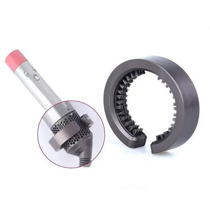 Cylinder hair tool cleaning brush, with black bristle ring and gray base