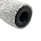 Roll brush roller end showing gray bristle pile and black wheel bracket