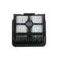 Vacuum filter with white pleated media in a black frame