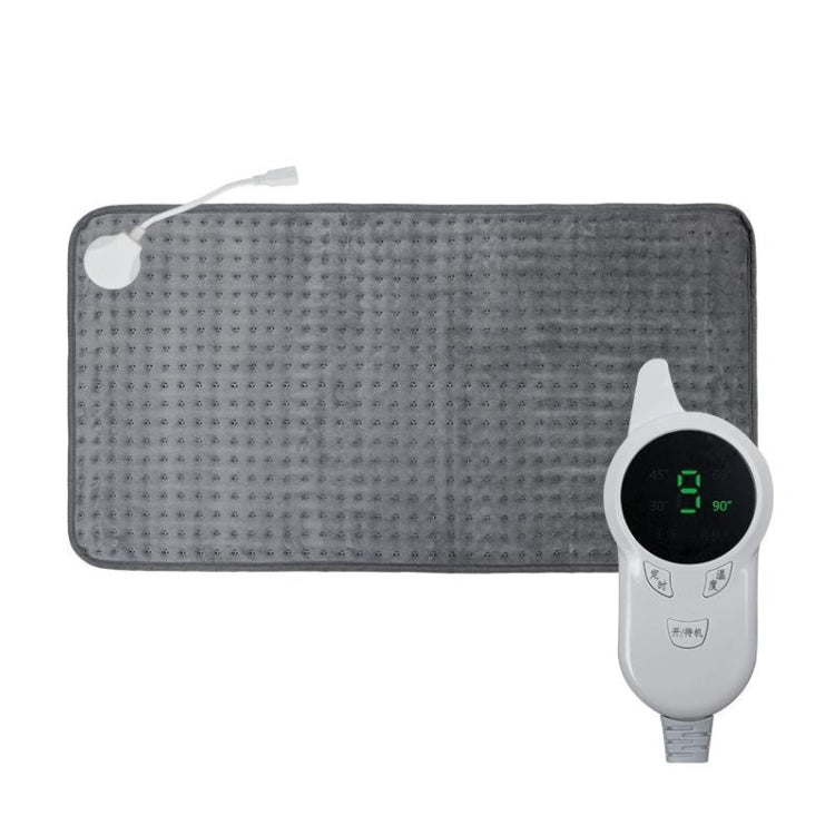 Gray low-voltage heating pad blanket with detachable controller and cable