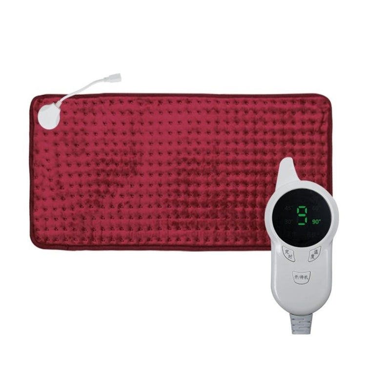 Red low-voltage heating pad blanket with detachable controller and cable