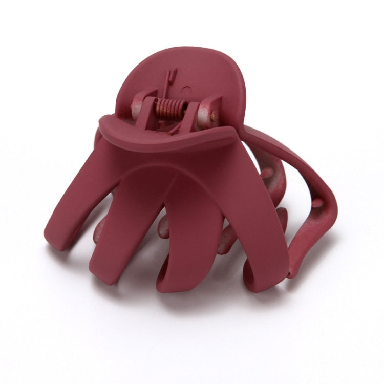 Wine red frosted hair grab claw clip with spring hinge and wide teeth prongs