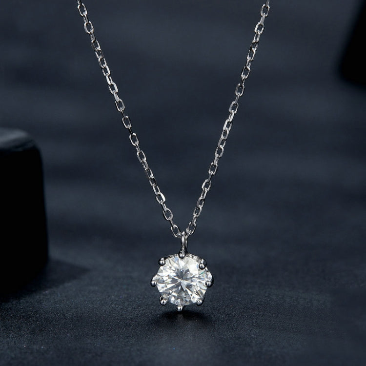 Sterling silver chain necklace with round faceted gemstone pendant