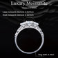 Sterling silver ring with ornate band and five round moissanite-style stones