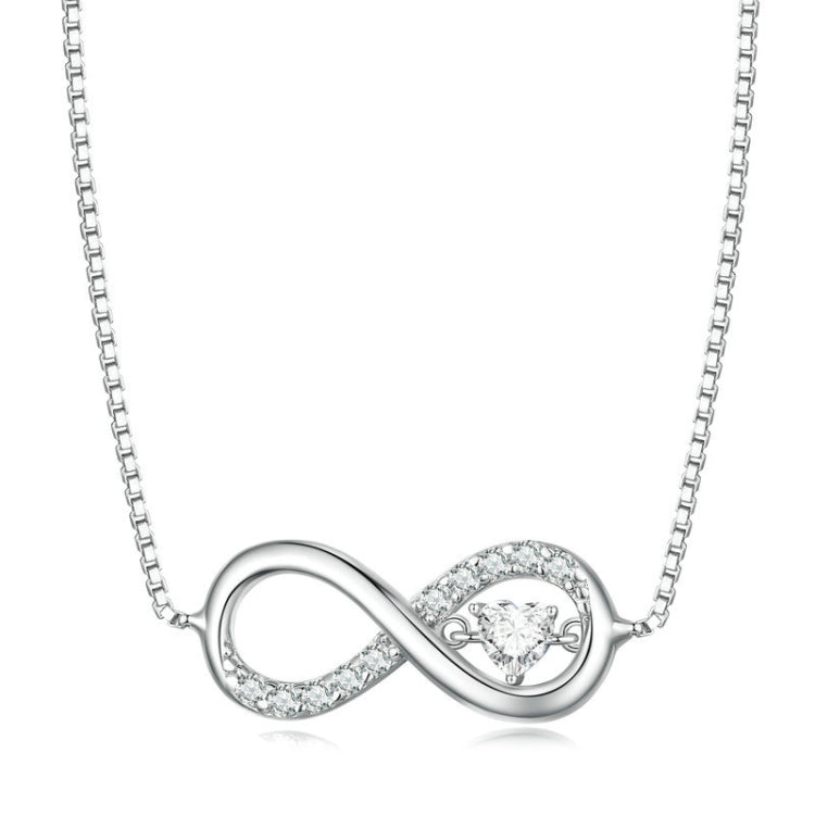 Sterling silver infinity heart necklace with zirconia pendant